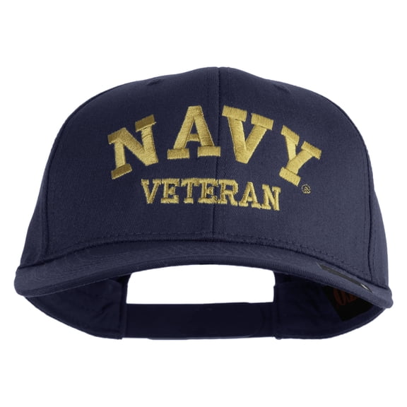 Navy Veteran Letters Embroidered Solid Cotton Twill Pro Style Cap - Navy OSFM