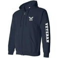 thumbnail image 1 of Navy "Veteran" White Sleeve Print Full-Zip Hooded Sweatshirt, 1 of 1