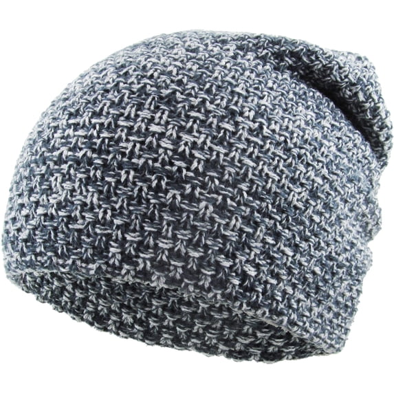 Navy Waffle Slouch Beanie Skull Cap Hat Winter Ski
