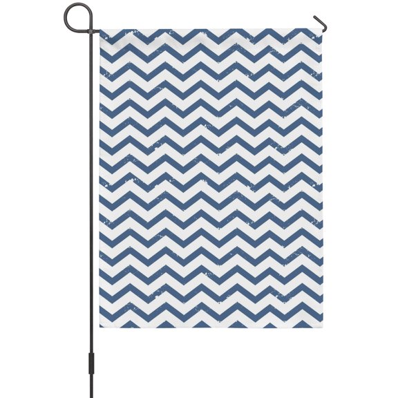 Navy Wave Line Garden Flags For Outdoor, Modern Minimalist Nautical Navy Blue Chevron Stripe Small Double Side Yard Flags Weather Proof Garden Decor for Lawn Outside Holiday 12 x 18 Inches