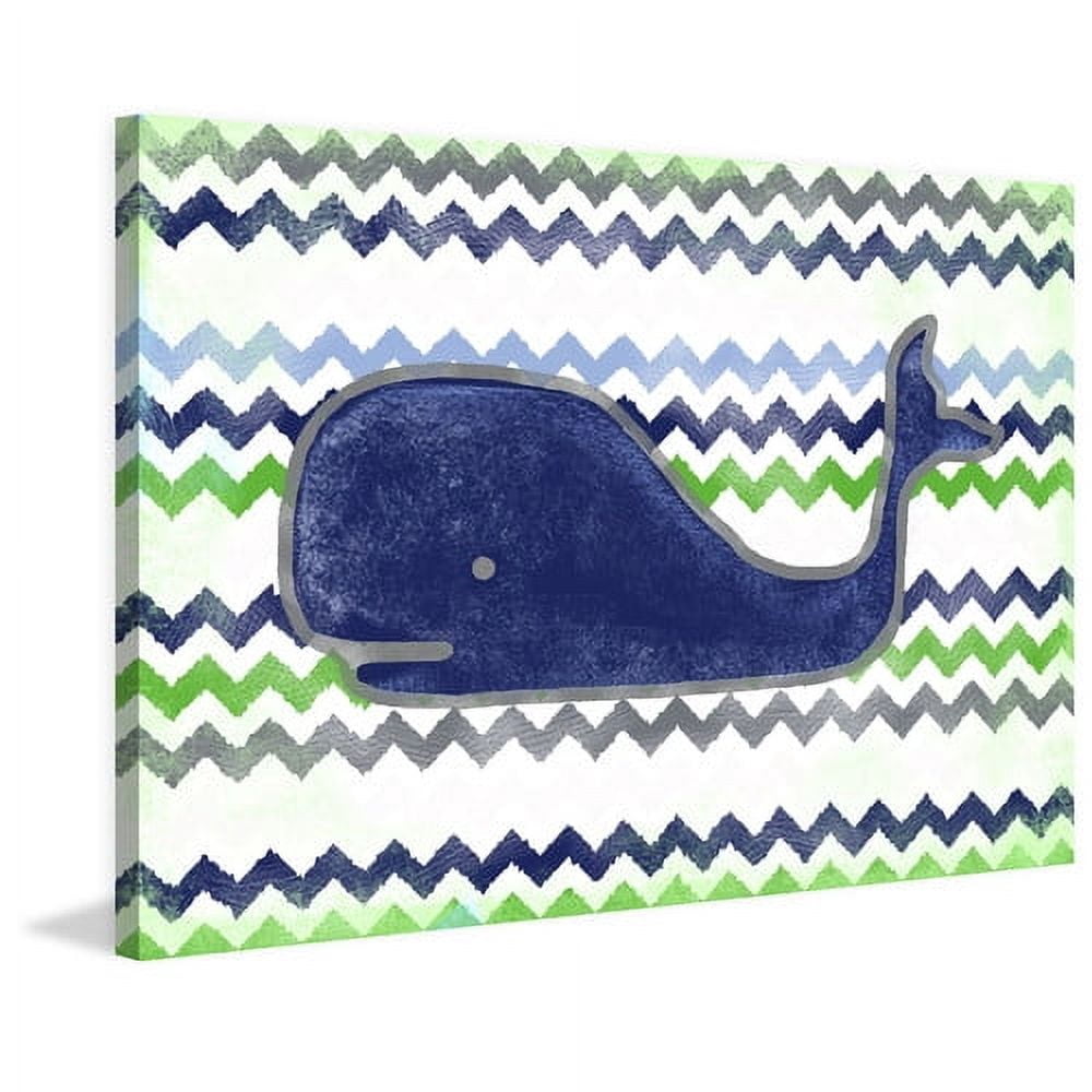 "Navy Whale" Painting Print on Wrapped Canvas