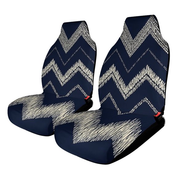 Navy White Chevron Pattern Design Car Seat Covers Front Seats Universal Fit for Cars SUV Truck Auto Interior Accessories