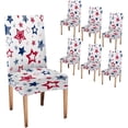 thumbnail image 1 of Navy and White Dining Chair Cover Set of 6 Abstract Urban with Stars Colored as USA Flag Stretch Spandex Kitchen Chair Slipcovers Removable Washable Geometric Parsons Chair Cover, 1 of 5