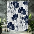 thumbnail image 1 of Navy and White Floral Shower Curtain, Abstract Aesthetic Flower Botanical Sketch Print Bathroom Curtain for Bathtub Home Decor Waterproof Fabric Machine Washable with Hooks, 1 of 6