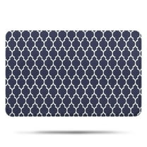 Navy and White Geometric Lattice Pattern Bathroom Rugs Mat,Non Slip Microfiber Bathroom Rug,Rubber Backing,Soft Bathroom Mats for Bathroom Floor,Tub and Shower,17x27in(43x68cm)