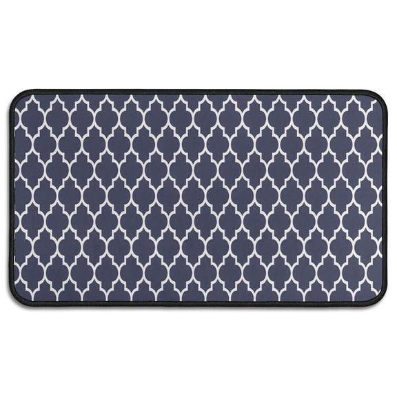 Navy and White Geometric Lattice Pattern Door Rugs,Washable Non Slip Door Mats Indoor,Decorative Door Mats,Entry Mat Indoor for Entrance,Bedroom,Kitchen,Bathroom,30"x17"