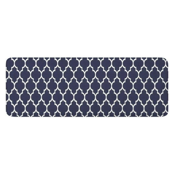 Navy and White Geometric Lattice Pattern Kitchen Rug Mat,Kitchen Runner Rugs Non Skid Washable,Decorative Kitchen Floor Mats for Kitchen,Sink,Laundry,17"x47.2"