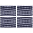 thumbnail image 1 of Navy and White Geometric Lattice Pattern Summer Placemats Table Placemats Set Of 4-Linen Kitchen Washable Placemats Table Mats 11.8"x17.7" Non-Slip Heat Resistant, 1 of 6