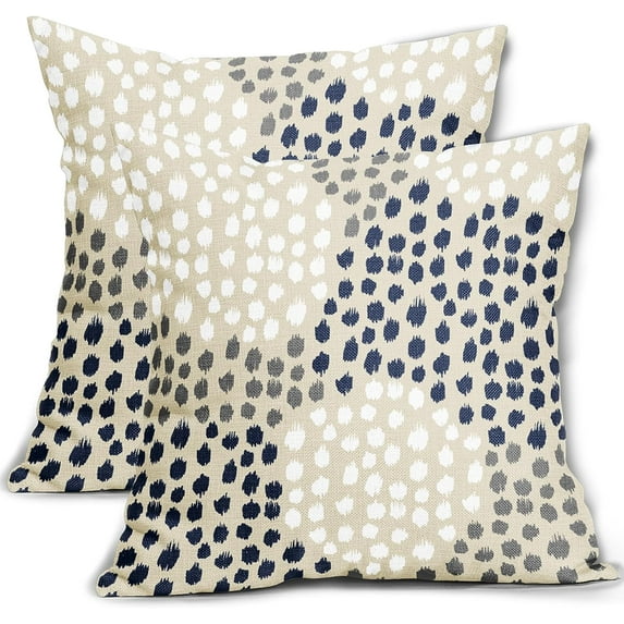 Navy White Pillow Covers 18x18 Set of 2 Boho Gray Polka Dot Throw Pillows Modern Trendy Print Decorative Outdoor Farmhouse Pillowcase Cushion Cover Pillow Case Decor for Home Sofa Couch Bed