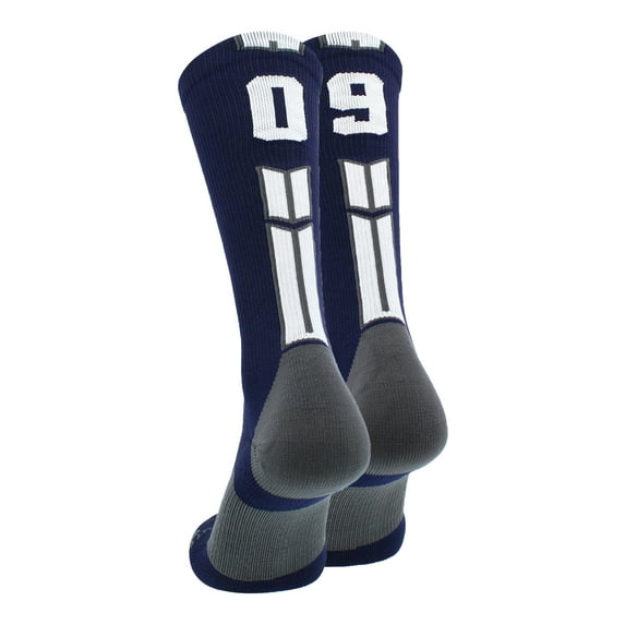 Navy/White Player Id Crew Number Socks (#09, Medium)
