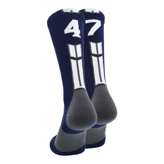 Navy/White Player Id Crew Number Socks (#47, Small)