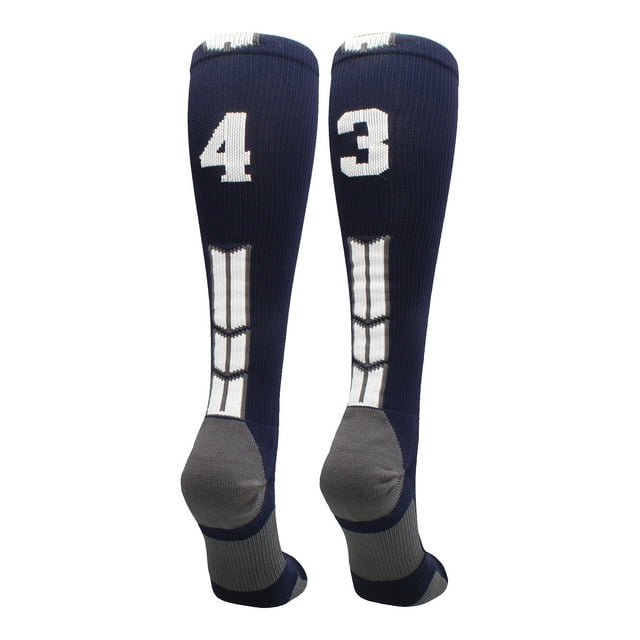 Navy/White Player Id Over the Calf Number Socks (#43, Large)