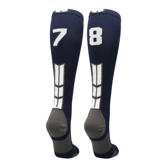 Navy/White Player Id Over the Calf Number Socks (#78, Small)
