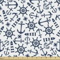 thumbnail image 1 of Ambesonne Navy White Fabric by the Yard Upholstery, Anchor Helm Lighthouse, 3 Yards, Night Blue and White, 1 of 4