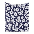 thumbnail image 1 of Navy and White Soft Flannel Fleece Throw Blanket, Botanical Arrangement with Poppies in White Simple Feminine Corsage, Cozy Plush for Indoor and Outdoor Use, 50" x 70", Navy Blue White, by Ambesonne, 1 of 5