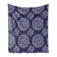 thumbnail image 1 of Navy and White Soft Flannel Fleece Throw Blanket, Scroll Pattern with Little Rural Wildflowers and Buds Feminine Corsage, Cozy Plush for Indoor and Outdoor Use, 60" x 80", Indigo White, by Ambesonne, 1 of 6