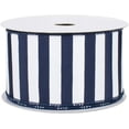 thumbnail image 1 of Navy White Striped Wired Ribbon - 2 1/2" x 10 Yards, 4th of July, Police Support Ribbon, Thin Blue Line, Wreath, Bows, Veterans Day, Christmas, 1 of 3