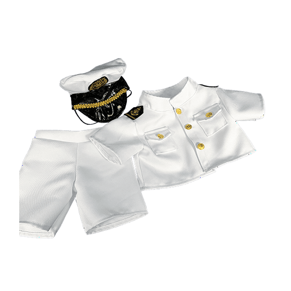 Navy Whites Uniform 6"-10" Plush Toy Outfit, Dress-Up Costume for Stuffed Animals, Role-Play Fun