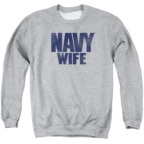 Trevco Sportswear NA108C-AS-5 Navy Wife Adult Crewneck Sweatshirt, Athletic Heather - 2X