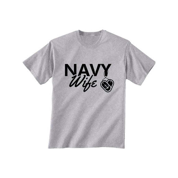Navy Wife Dogtags Short Sleeve T-Shirt in grey
