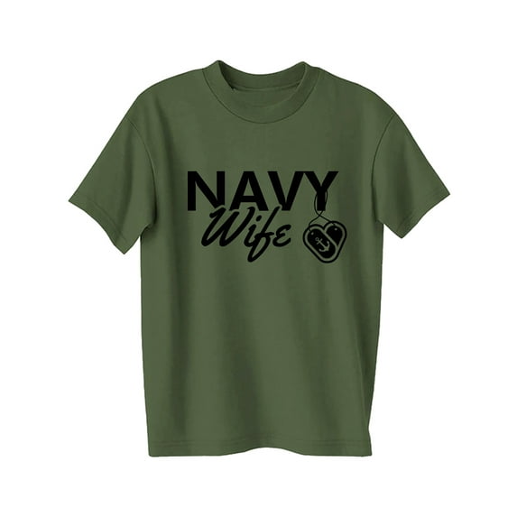 Navy Wife Dogtags Short Sleeve T-Shirt in military green