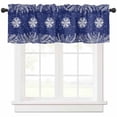 thumbnail image 1 of Navy Winter Snowflakes Valances for Windows, Plant Pine Branch Minimalist Light Filtering Window Treatment Valances, Rod Pocket Small Curtains for Kitchen/Bathroom, 42"x18", 1 of 9