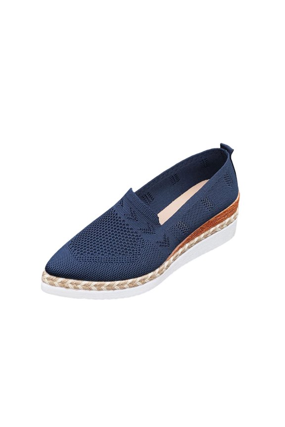 Navy Women Casual Slip On Shoes Low Wedge Heel Design For Outdoor Indoor Use