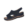 thumbnail image 1 of Navy Women'S Casual Solid Color Beach Wedge Sandals Plus Size Round Toe Soft Sole Comfortable Spring Summer Footwear, 1 of 9