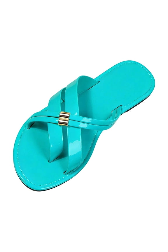 Navy Women'S Low Heel Wrap Strap Thong Dress Sandals Open Toe Summer Slide Slippers For Beach Pool Cocktail Comfortable