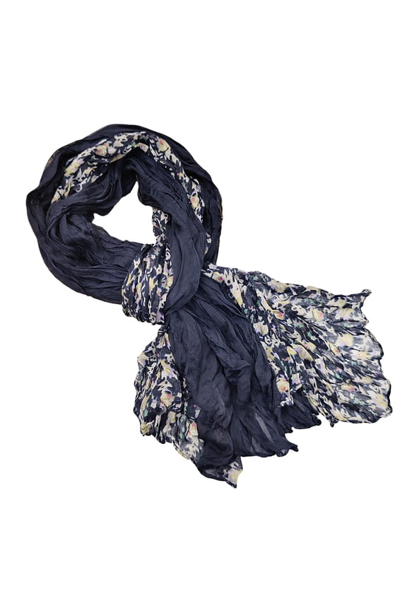 Navy Professional Navy Wrinkle-Resistant Scarf Floral Print Shawl Wrap Lightweight Soft Fabric Multipurpose Accessory For Daily Use Size 70.87 Inch X 35.43 Inch