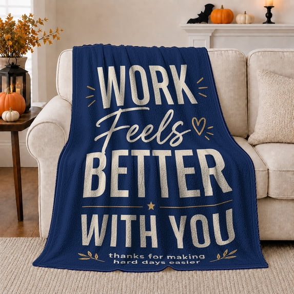 Navy Work Better You, Festive autumn celebration Scene, Warm Flannel Blanket for Living Room and Reading Nook with Detailed Artwork, Art Lovers autumn celebration Gift, Festive Home Decor