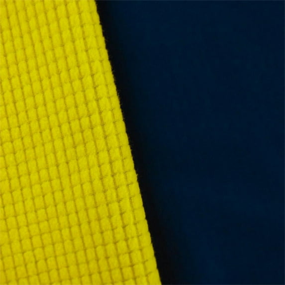 Navy/Yellow Waterproof Stretch Soft Shell Grid Fleece, Fabric By the Yard