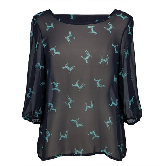 Navy Zebra Bodies All-Over Sheer Women's Blouse - Large