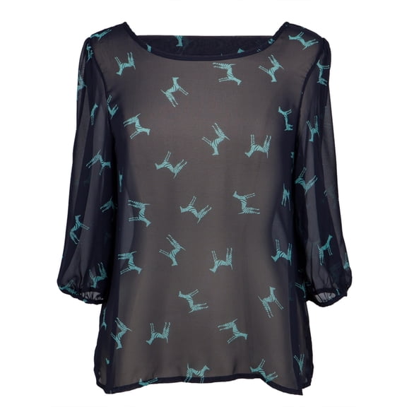 Navy Zebra Bodies All-Over Sheer Women's Blouse - Small