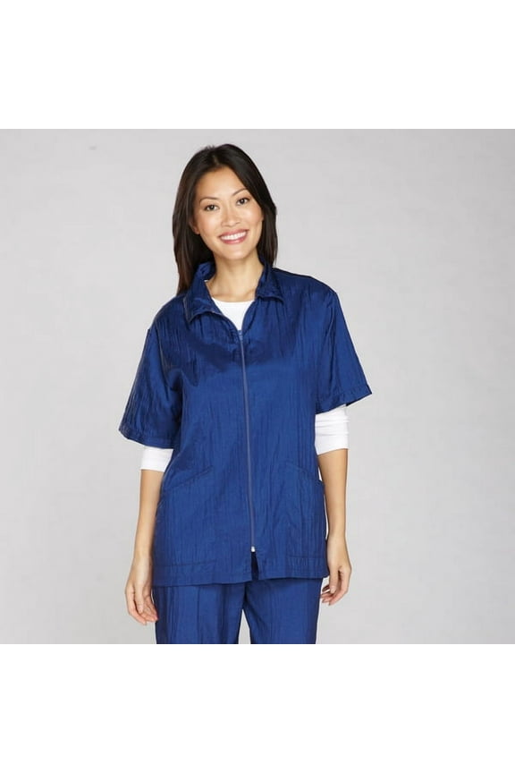 Navy Zip Front Jackets for Barbers Stylists & Groomers Resists Water Stain Hair (Small)