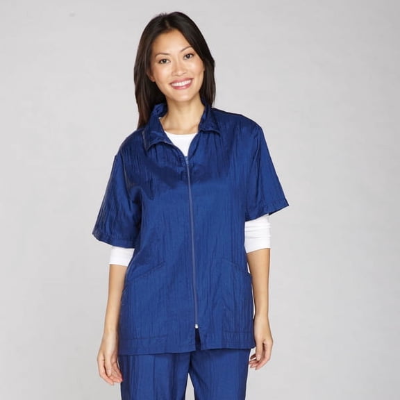 Navy Zip Front Jackets for Barbers Stylists & Groomers Resists Water Stain Hair (XL)