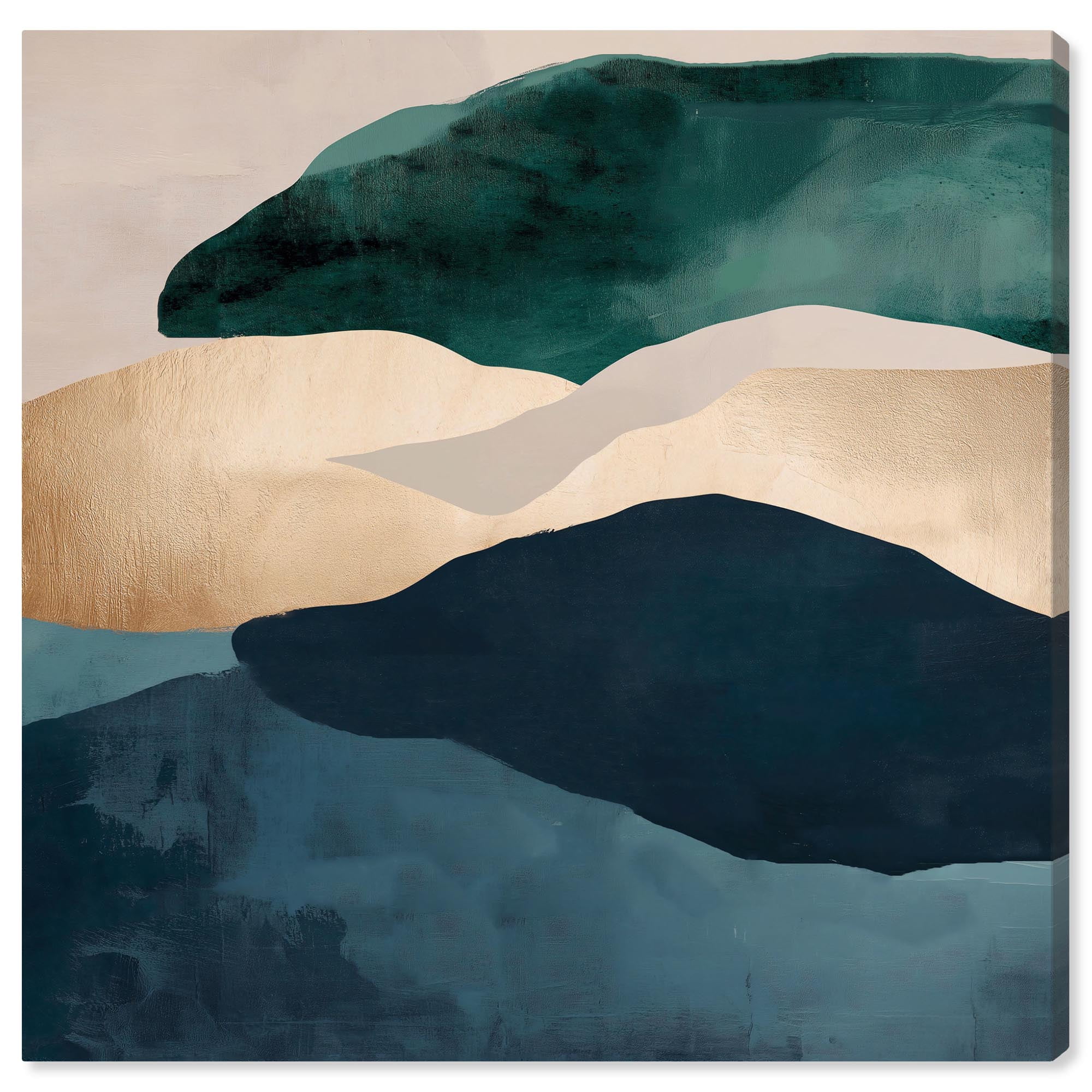 Navy and Emerald Abstract Canvas Art, 12" x 12"