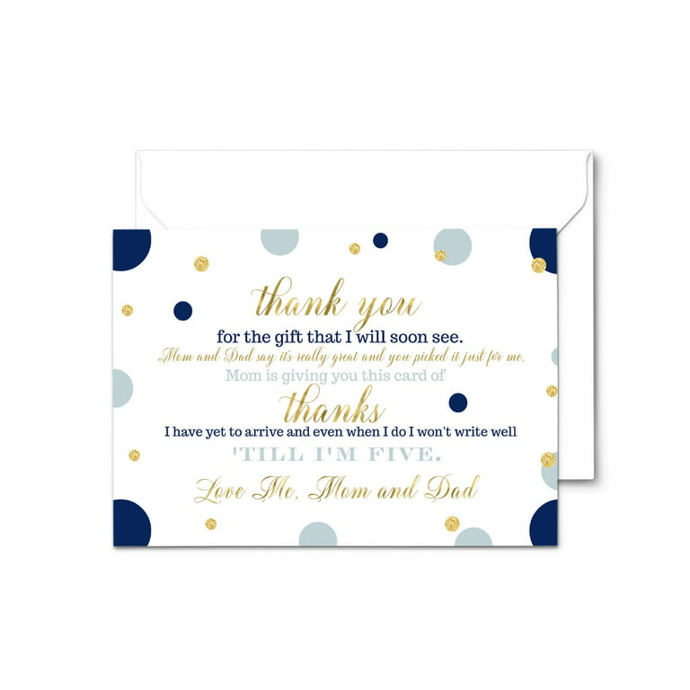 Navy and Gold Baby Shower Thank You Cards and Envelopes (25 Pack) Twinkle  Little Star Notecards Stationery Set 4x6 - Paper Clever Party 