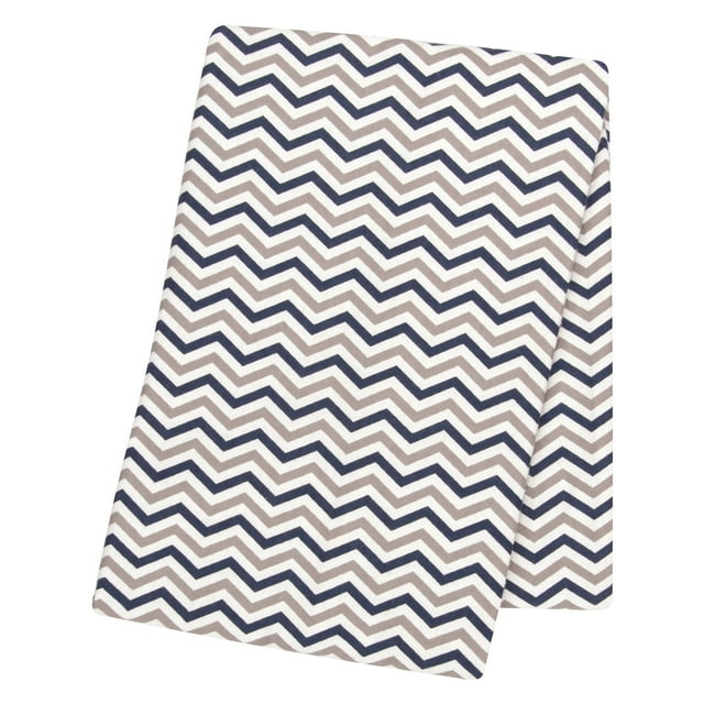 Navy and Gray Chevron Flannel Swaddle Blanket