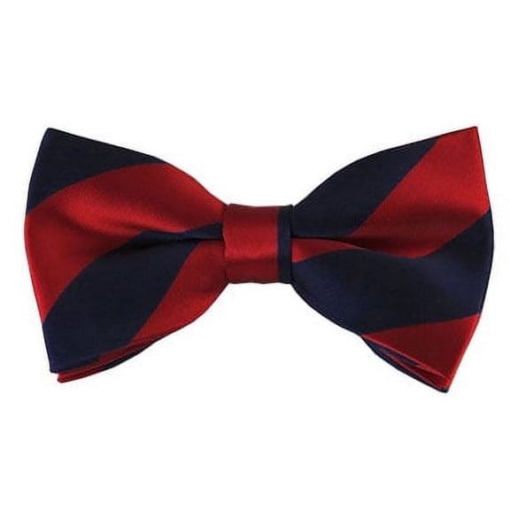 Navy and Red College Stripe Pre-Tied Bow Tie