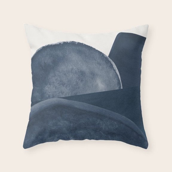 Navy and Slate Blue Abstract Geometric Arch Throw Pillow Cover, Polyester Velvet, Home Office Accent, Cover Only, Insert Not Included