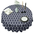 thumbnail image 1 of Navy and White Geometric Lattice Pattern Round Tablecloth 60"x60",Wrinkle Wipeable Table Cloth for Kitchen Dining Room Picnic Patio Party, 1 of 6