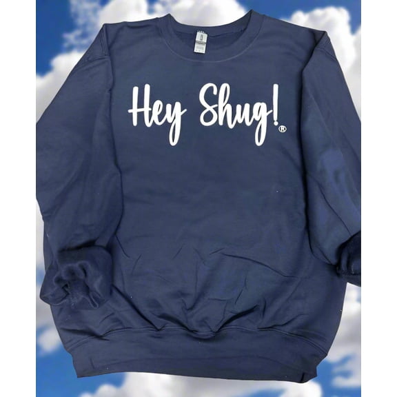 Navy and White Show Your Southern Attitude and Charm with Hey Shug! (R) Unisex Crew Neck Sweatshirt