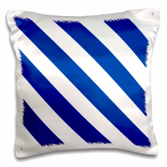 3dRose, Navy blue and white diagonal candy stripes pattern - stripy striped stripey monochrome - nautical, 16x16 inch Pillow Case