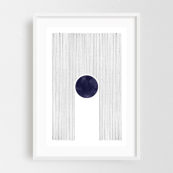 Navy circle and lines - Line Drawing Geometric Abstract Minimalist Line ...