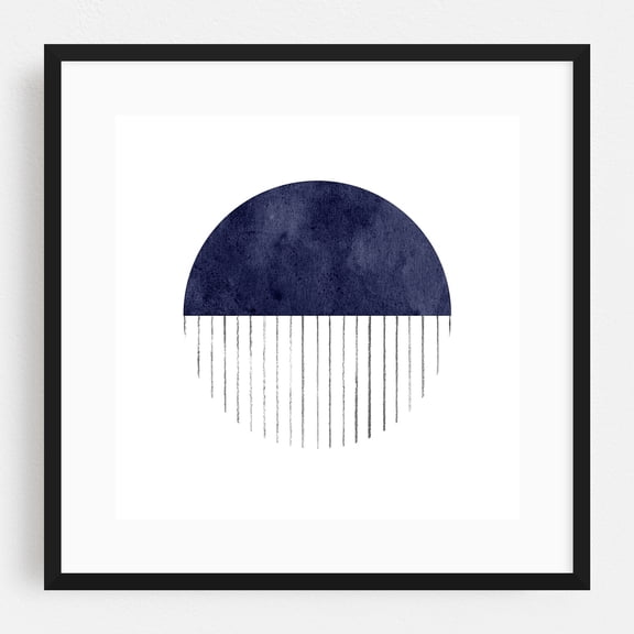 Navy geometric minimalist art - Digital Art Black Framed Wall Art Print 10 x 10 inches