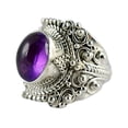 thumbnail image 1 of Navya Craft Amethyst Oval 925 Sterling Silver Handmade Women Statement Ring Purple Gemstone Ring Size 12.5, 1 of 4