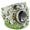 thumbnail image 1 of Navya Craft Amethyst Oval Silver Statement Ring 925 Sterling Silver Handmade Women Statement Ring, Purple Gem Stone Ring Size 13.0, 1 of 4