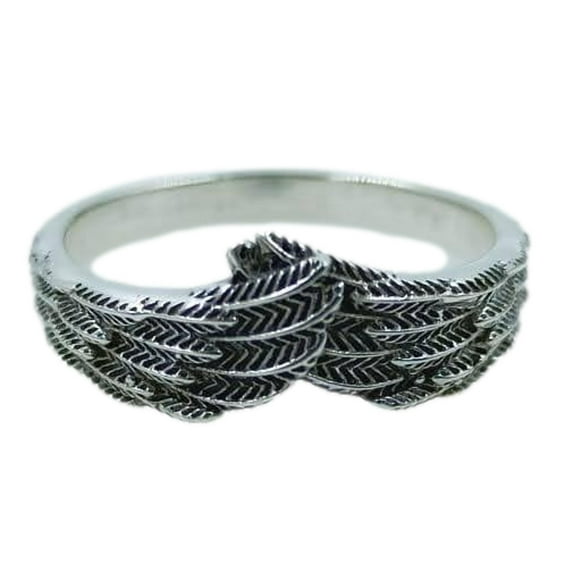 Navya Craft Angel Hug Feather Wings Sterling Silver Handmade Women Ring Size 9.5