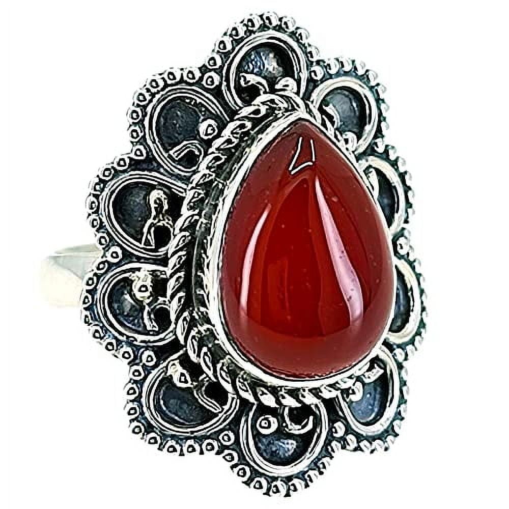Navya Craft Carnelian Pear Shape 925 Sterling Silver Handmade Women ...